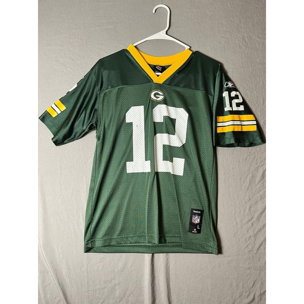 Green Bay Packers Reebok Jersey Youth L Aaron Rodgers Green NFL Football EUC